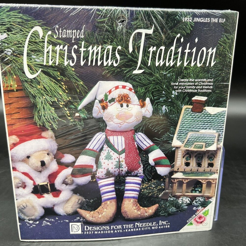 1992 New Designs for the Needle #1932 Jingles the Elf Christmas Kit Vintage